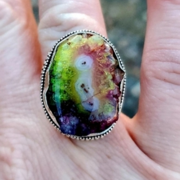 New Rainbow Solar Agate 925 Silver Ring. - Picture 1 of 10